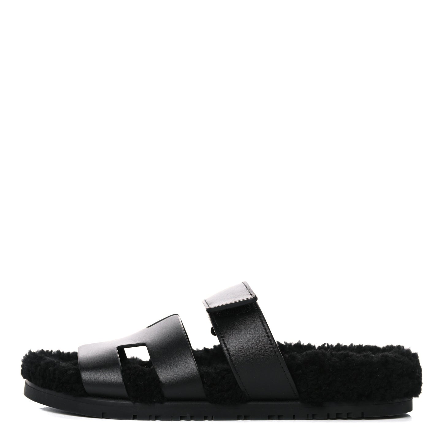 Calfskin Woolskin Womens Chypre Sandals 37 Black