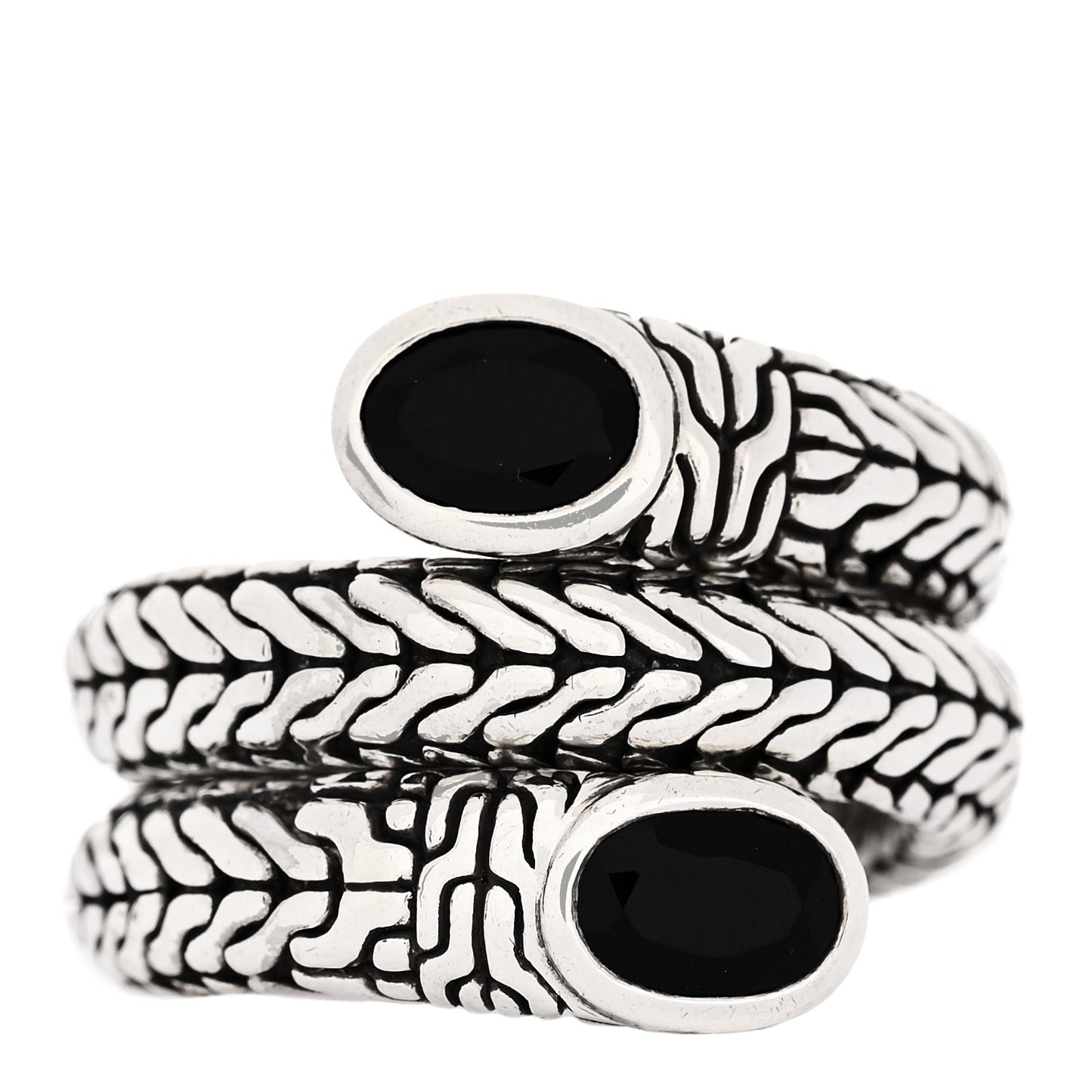 Sterling Silver Black Onyx Batu Coil Ring 54 7