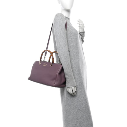 Gucci Pebbled Calfskin Medium Bamboo Shopper Tote Purple 2 of 16