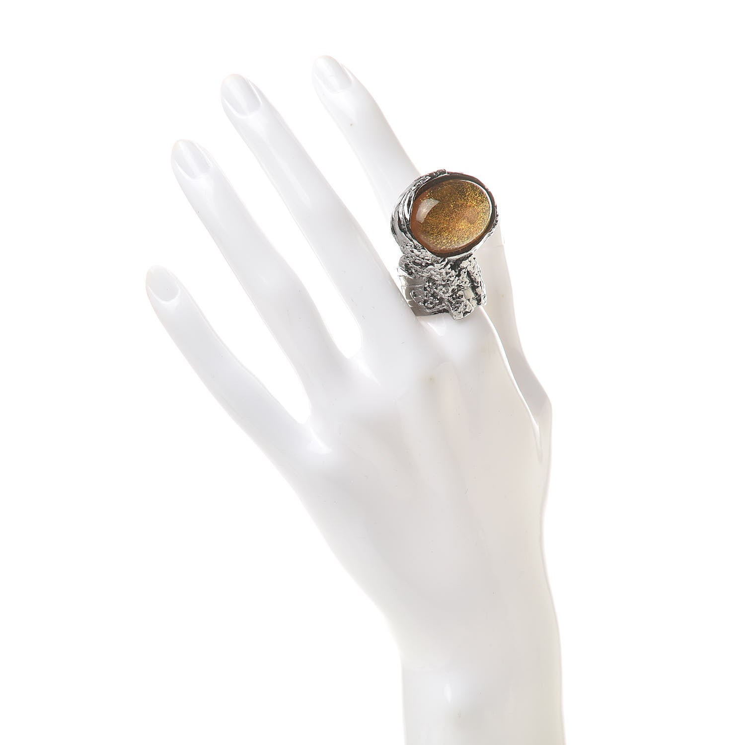 Saint Laurent Glass Cabochon Arty Ovale Ring 7 Yellow 2 of 6