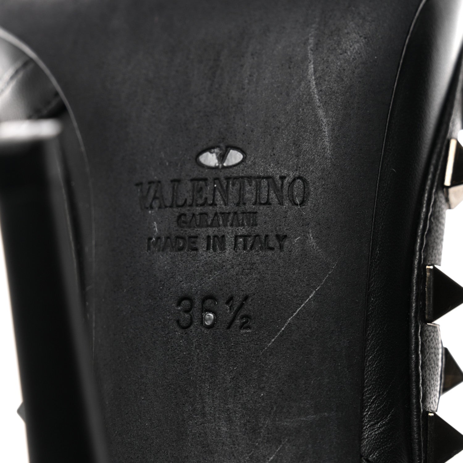 Valentino Garavani Calfskin Rockstud Ankle Strap 100mm Pumps 36.5 Black 7 of 7