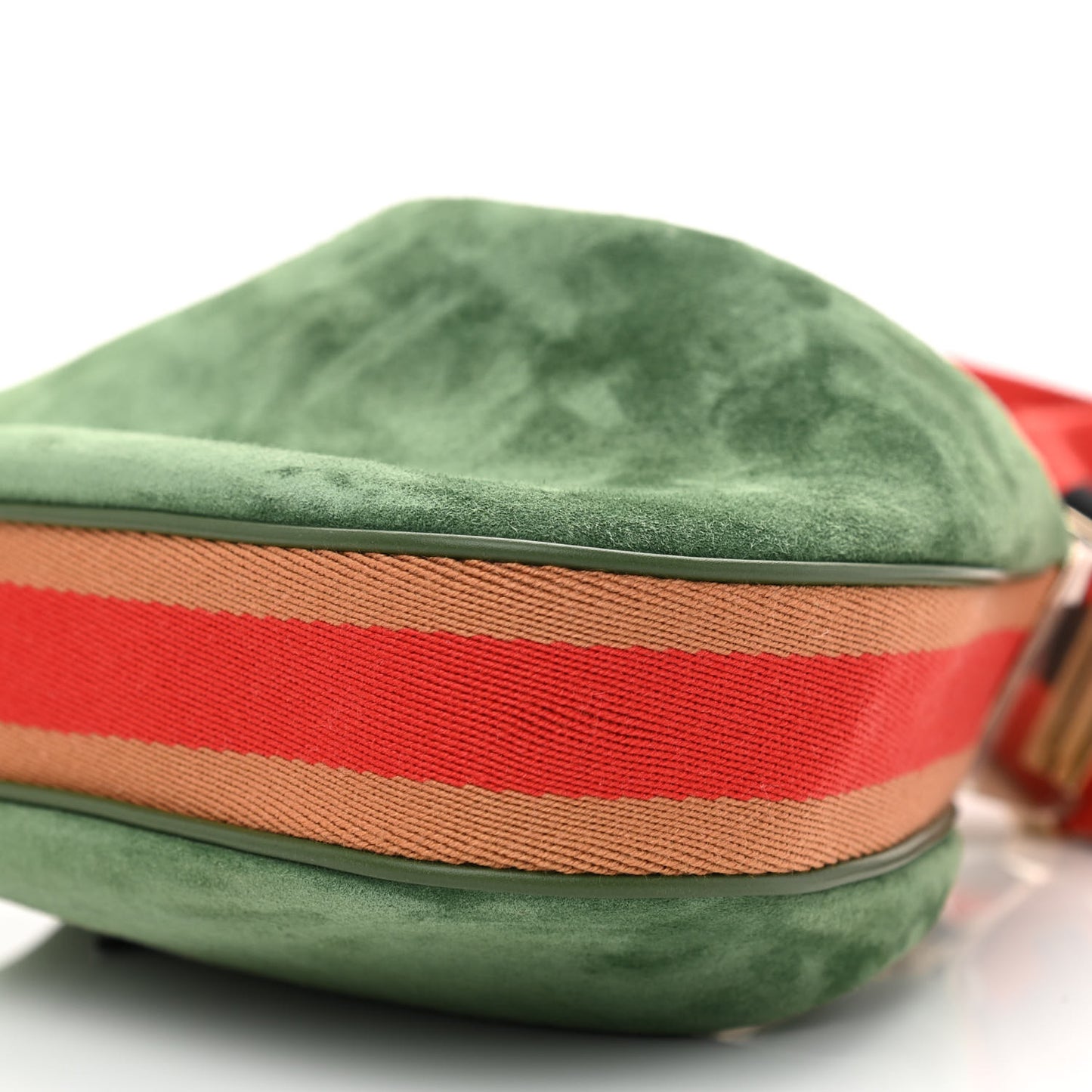 Suede Web Small Attache Shoulder Bag Cactus Green