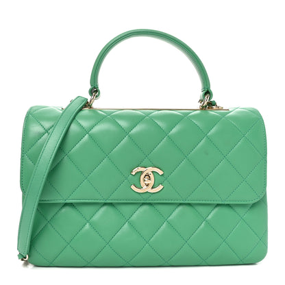 Chanel Lambskin Quilted Medium Trendy CC Flap Dual Handle Bag Green 1 of 10
