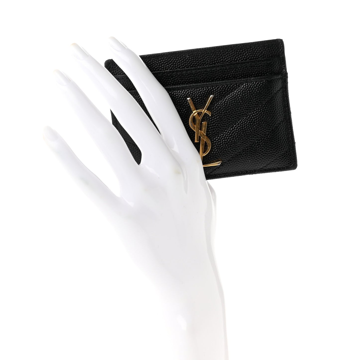 Grain De Poudre Matelasse Chevron Monogram Credit Card Case Black