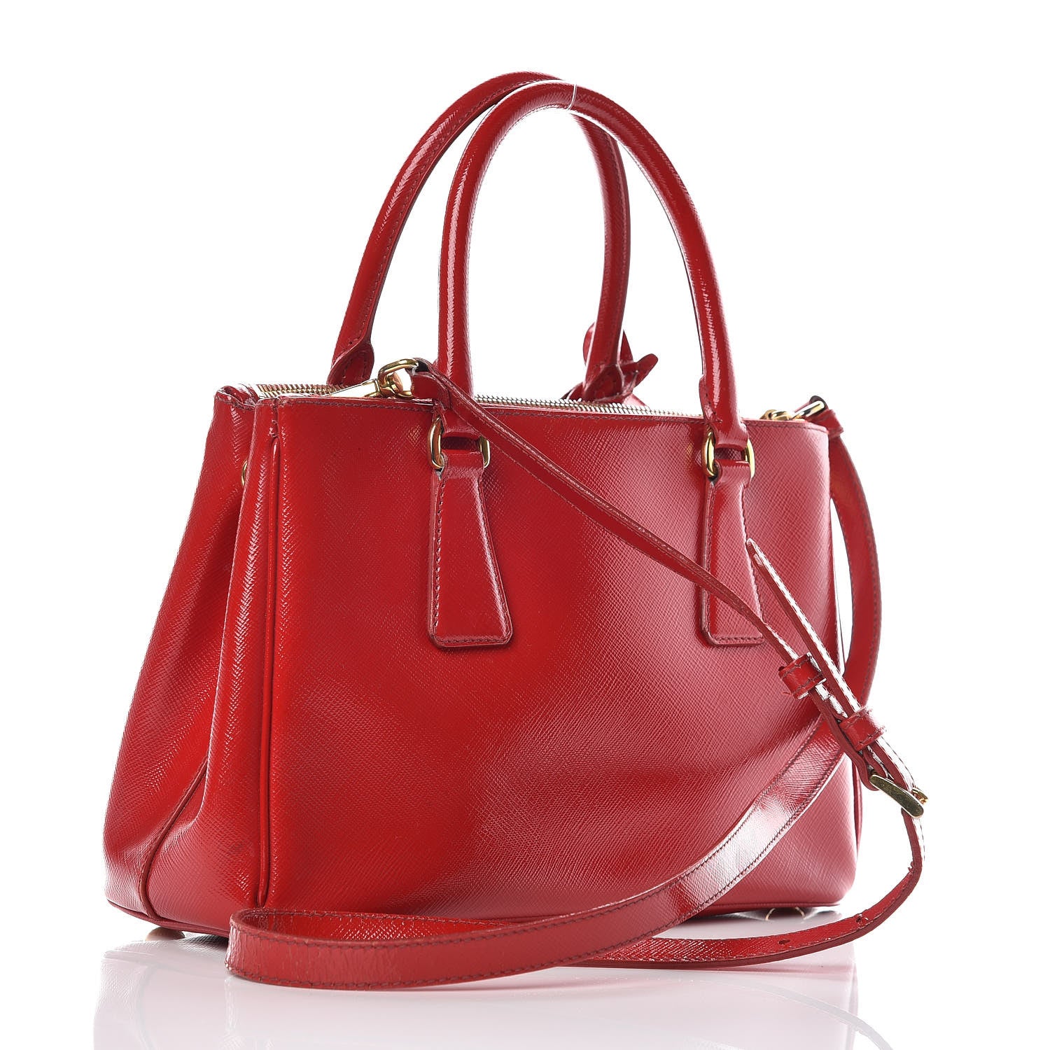 Prada Saffiano Vernice Small Galleria Double Zip Rosso 4 of 25