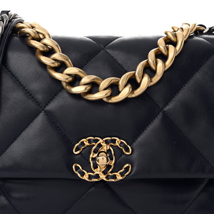 Chanel Goatskin Quilted Large Chanel 19 Flap Dark Blue 8 of 10