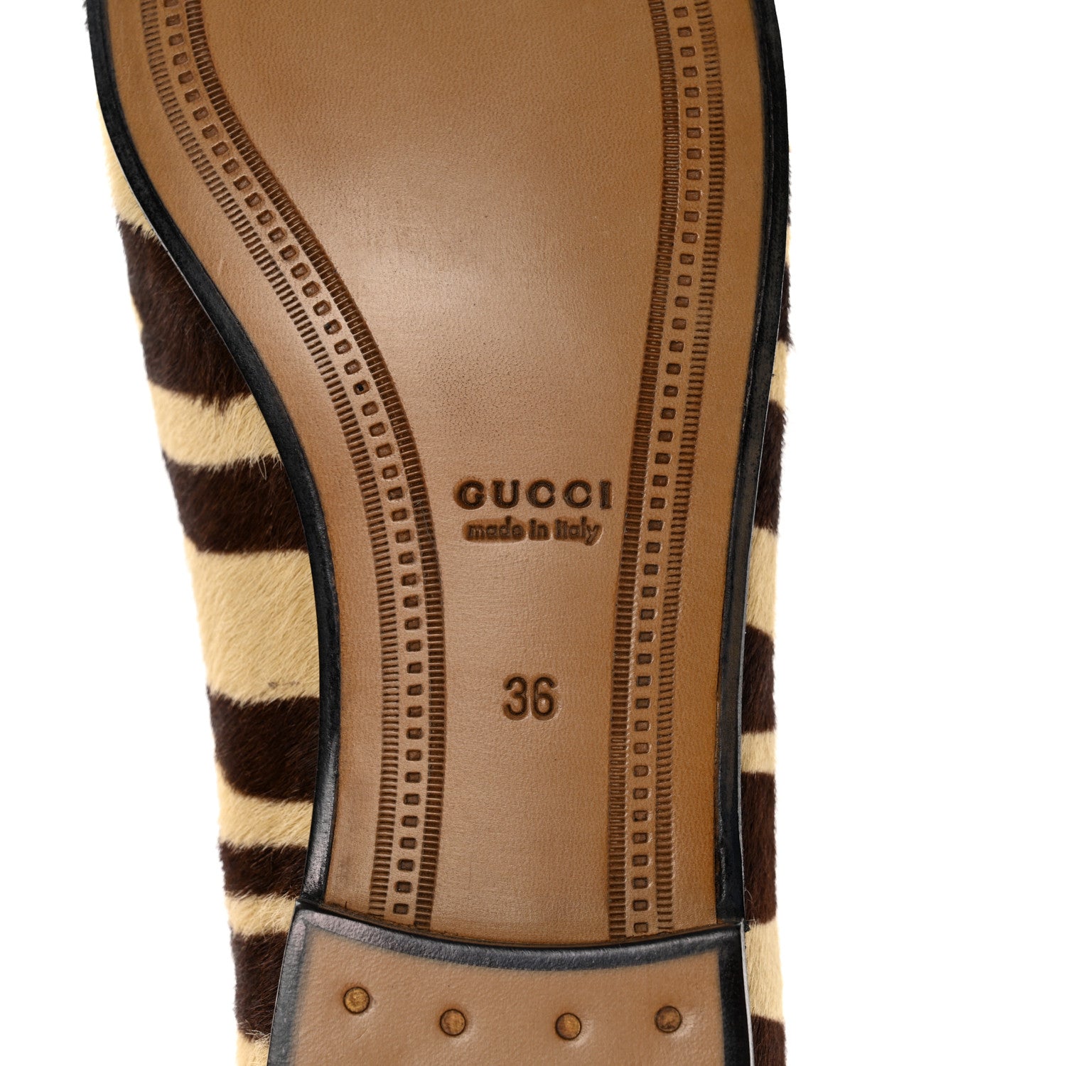 Gucci Calf Hair Tiger Print Womens Jordaan Loafers 36 Natural Black Romantic Cherry 6 of 10