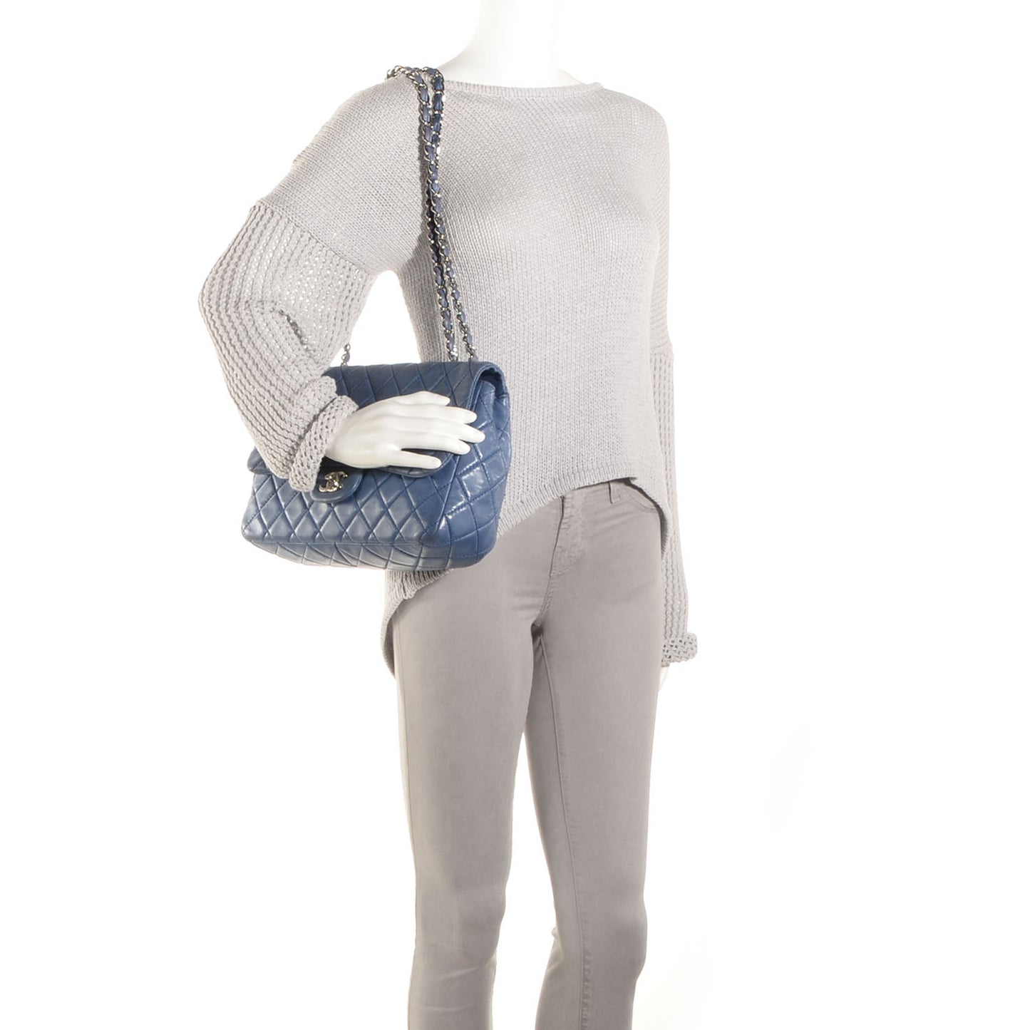 Lambskin Jumbo Single Flap Blue