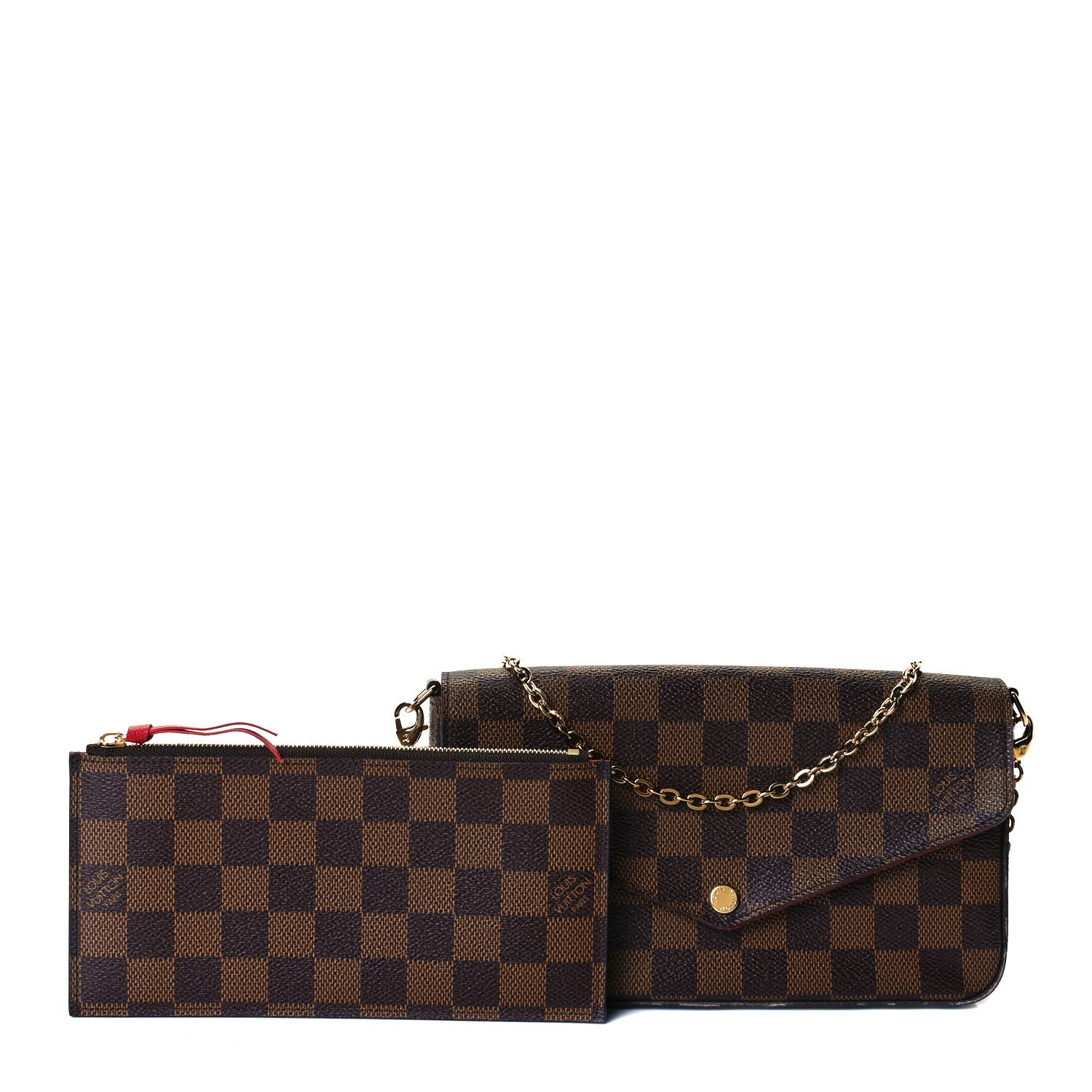 Louis Vuitton Damier Ebene Pochette Felicie Chain Wallet 3 of 9
