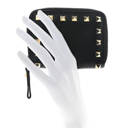 Valentino Garavani Vitello Rockstud Zip Around Card Holder Wallet Black 2 of 10