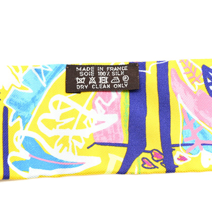 Hermes Silk Modernisme Tropical Twilly Jaune Vif Vert Rose 3 of 4