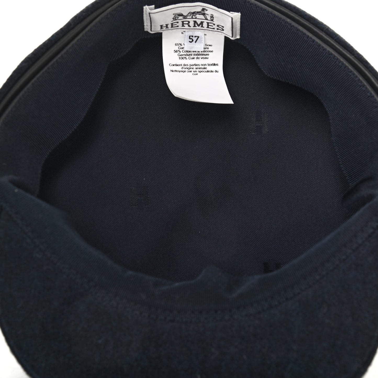 Wool Calfskin Dani Cap 57 Marine Black