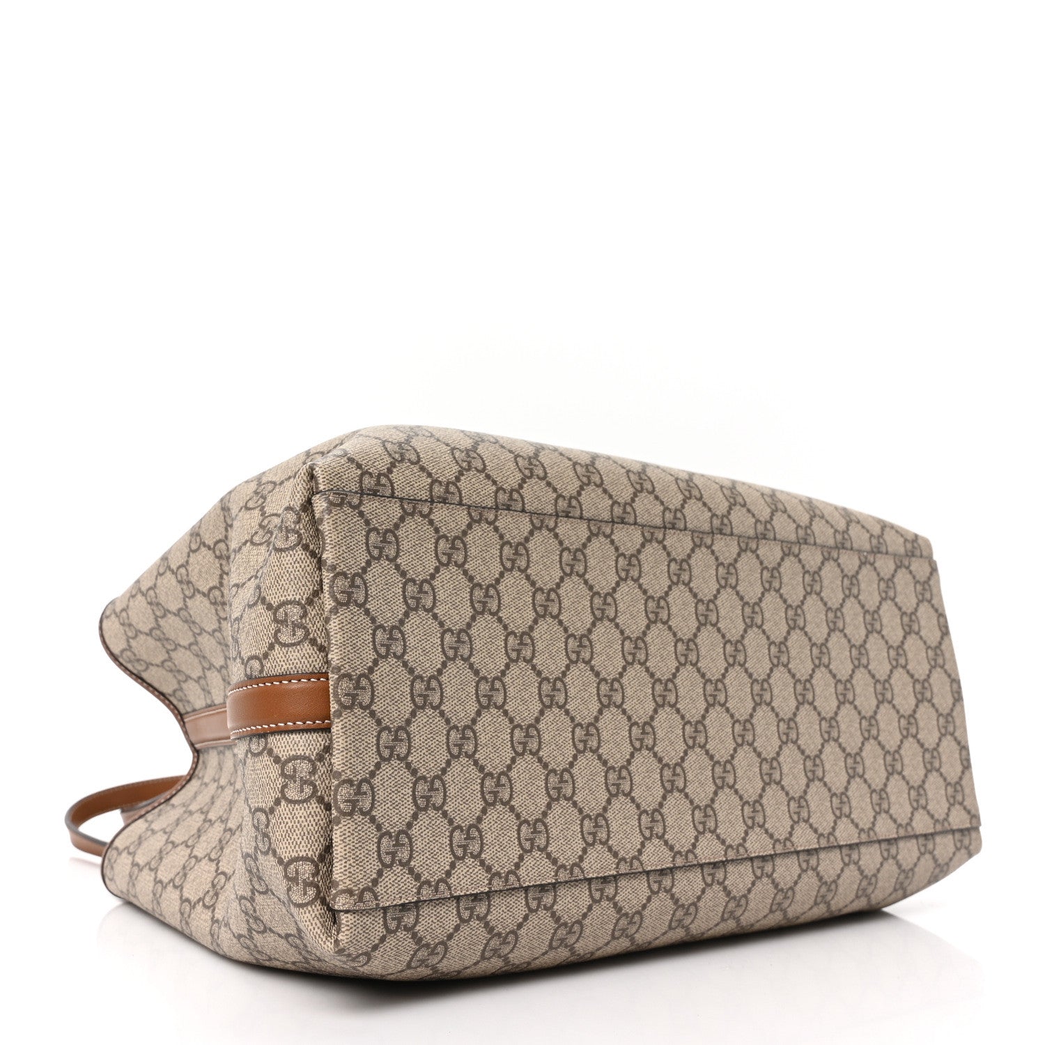 Gucci GG Supreme Monogram Emblem Large Tote Bag Beige Dark Brown