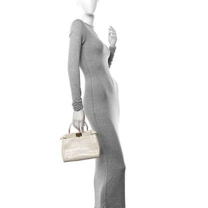 Fendi Shiny Crocodile Shiny Nappa Mini Peekaboo Iconic Satchel White 2 of 12