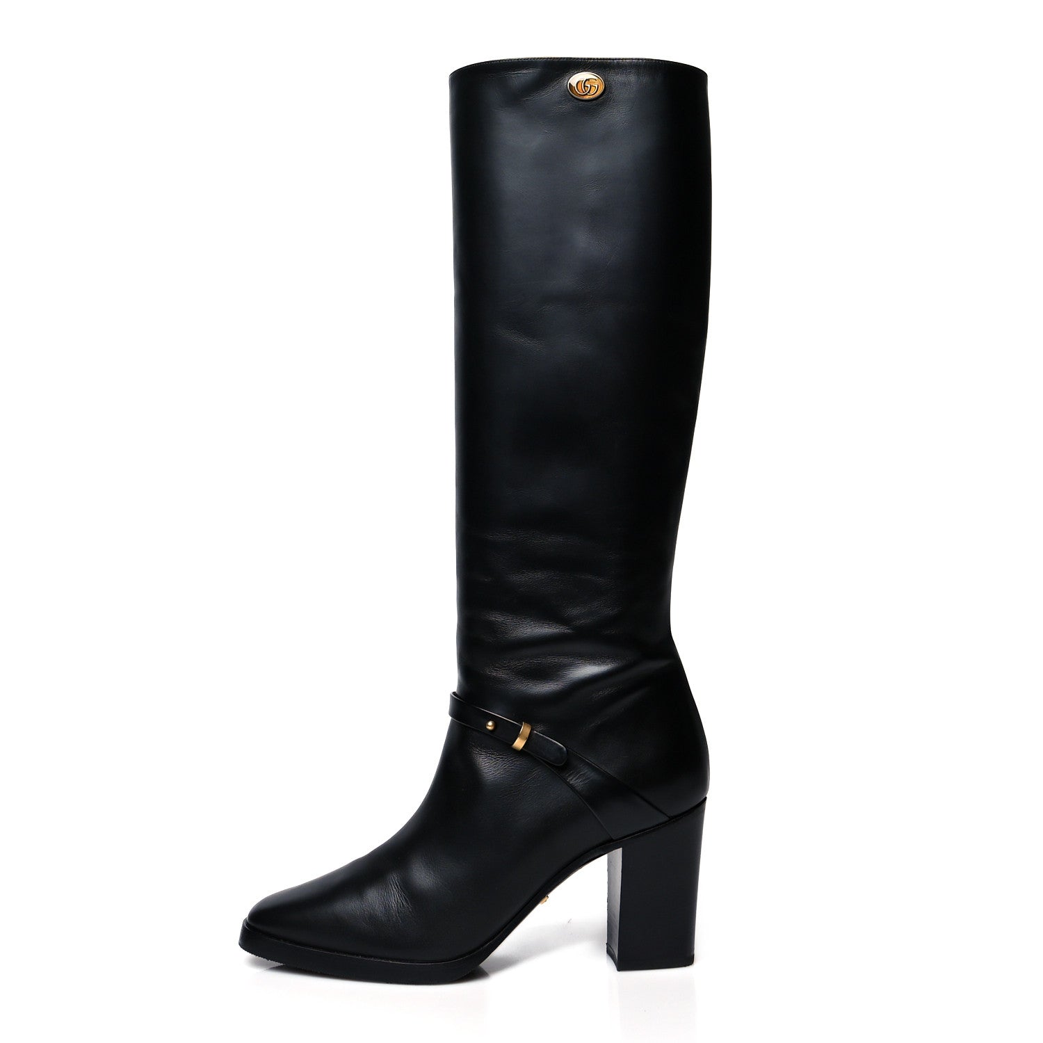 Gucci Calfskin Double G Knee High Boots 38 Black 1 of 7