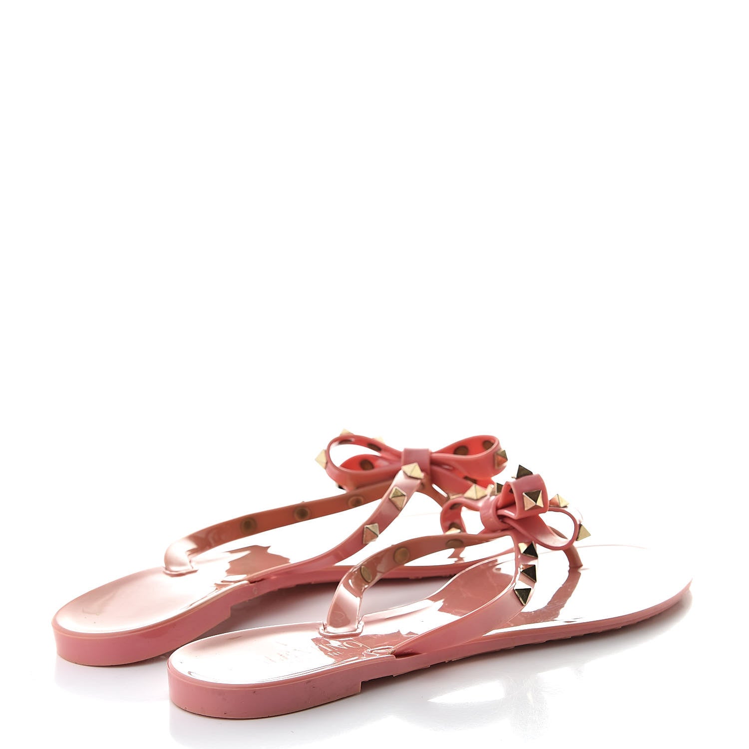 Valentino Garavani PVC Jelly Rockstud Bow Thong Sandals 39 Pink 4 of 10