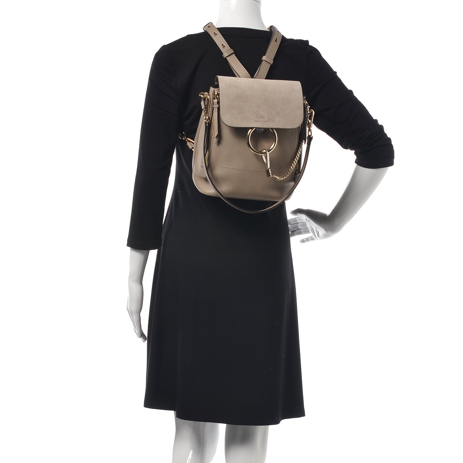 Chloe Suede Calfskin Small Faye Backpack Motty Grey 3 of 9