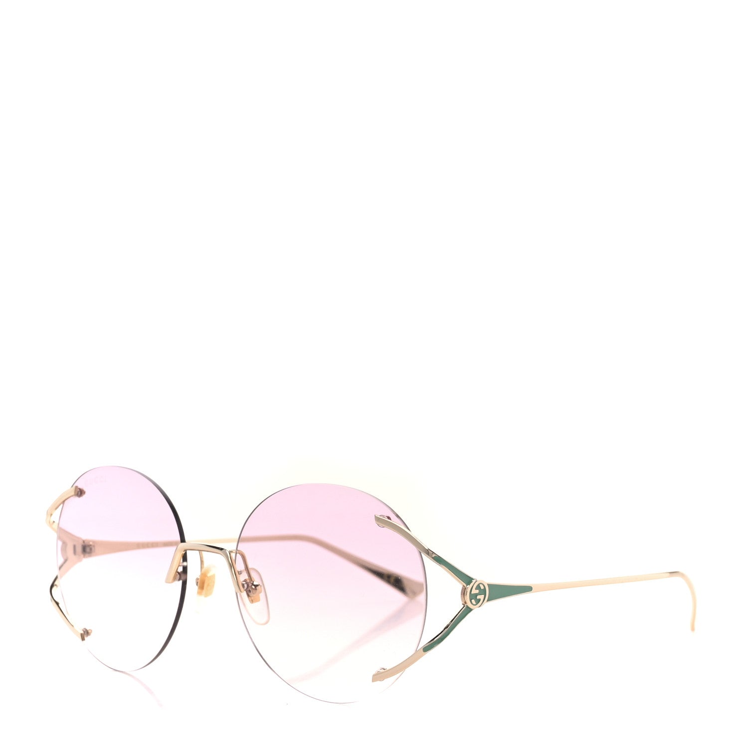 Gucci Metal Oversized Round Frame Sunglasses GG0645S Gold Blue 1 of 9