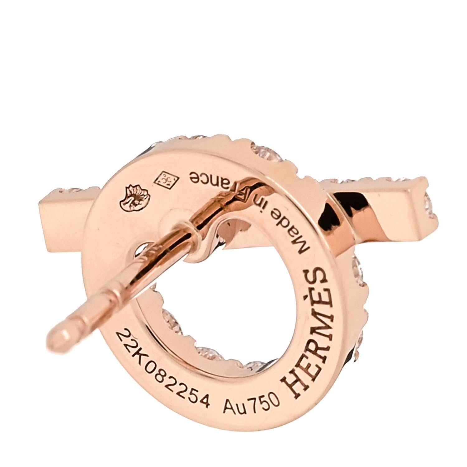 Hermes 18K Rose Gold Diamond Finesse Earrings 4 of 5