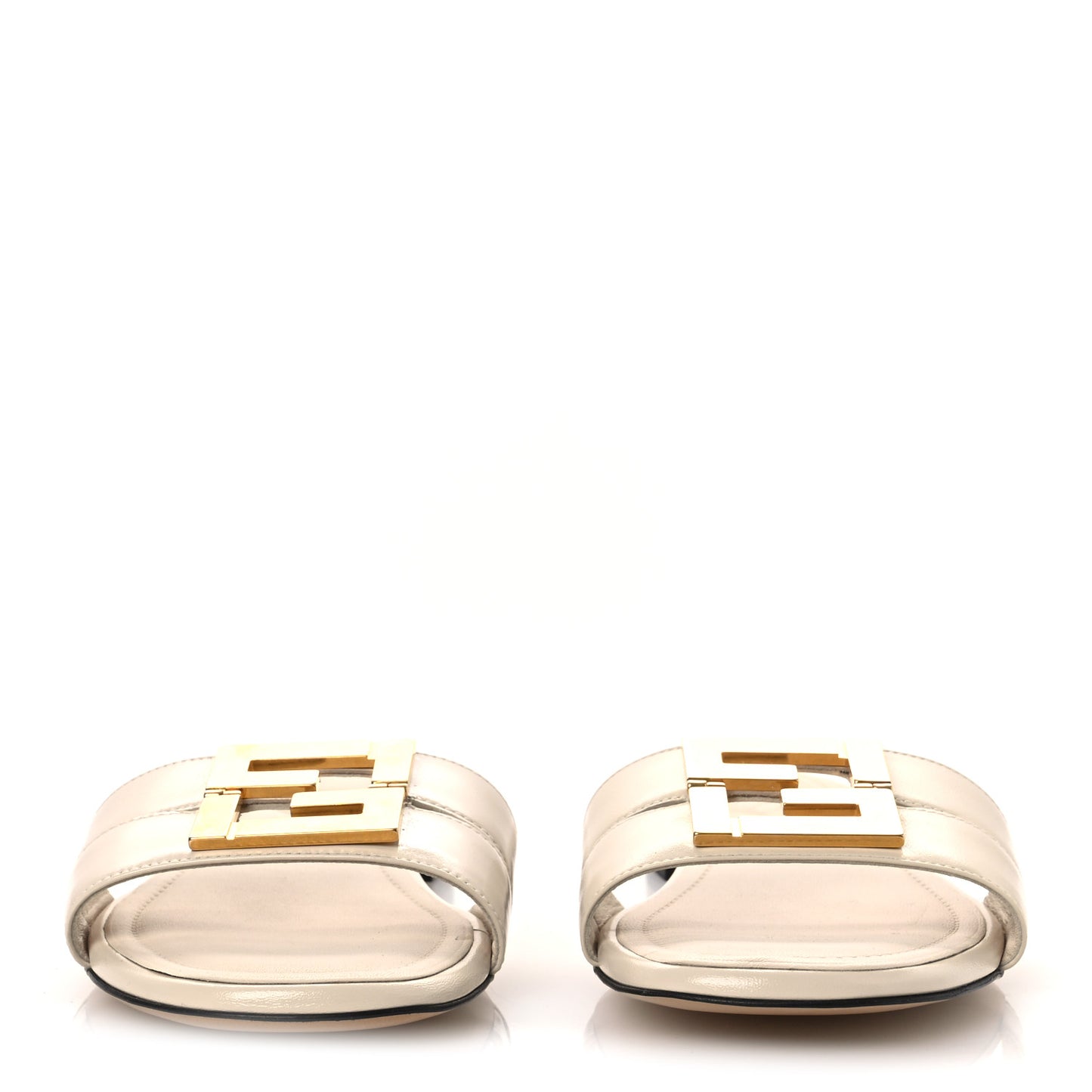 Vitello Cuoio FFold Flat Slide Sandals 39 Off-White