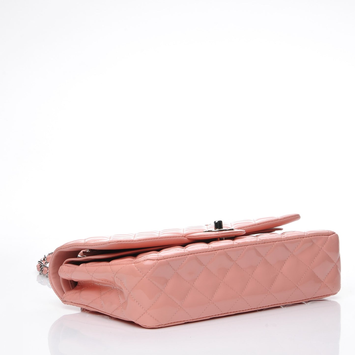 Patent Quilted Medium Double Flap Light Pink