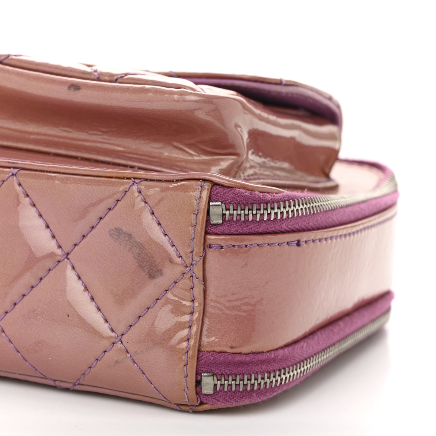 Patent Quilted Small Pocket Box Camera Case Purple