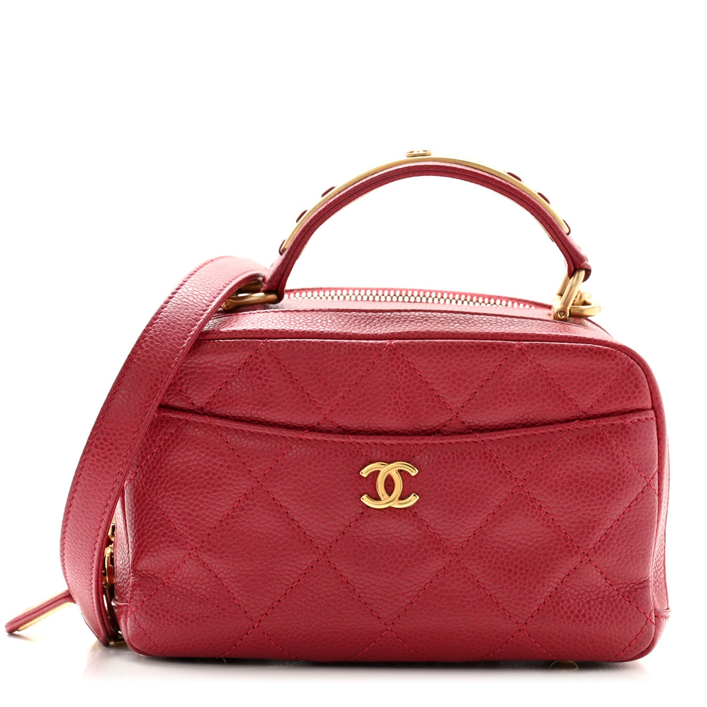 Caviar Quilted Mini Carry Around Bowling Bag Red