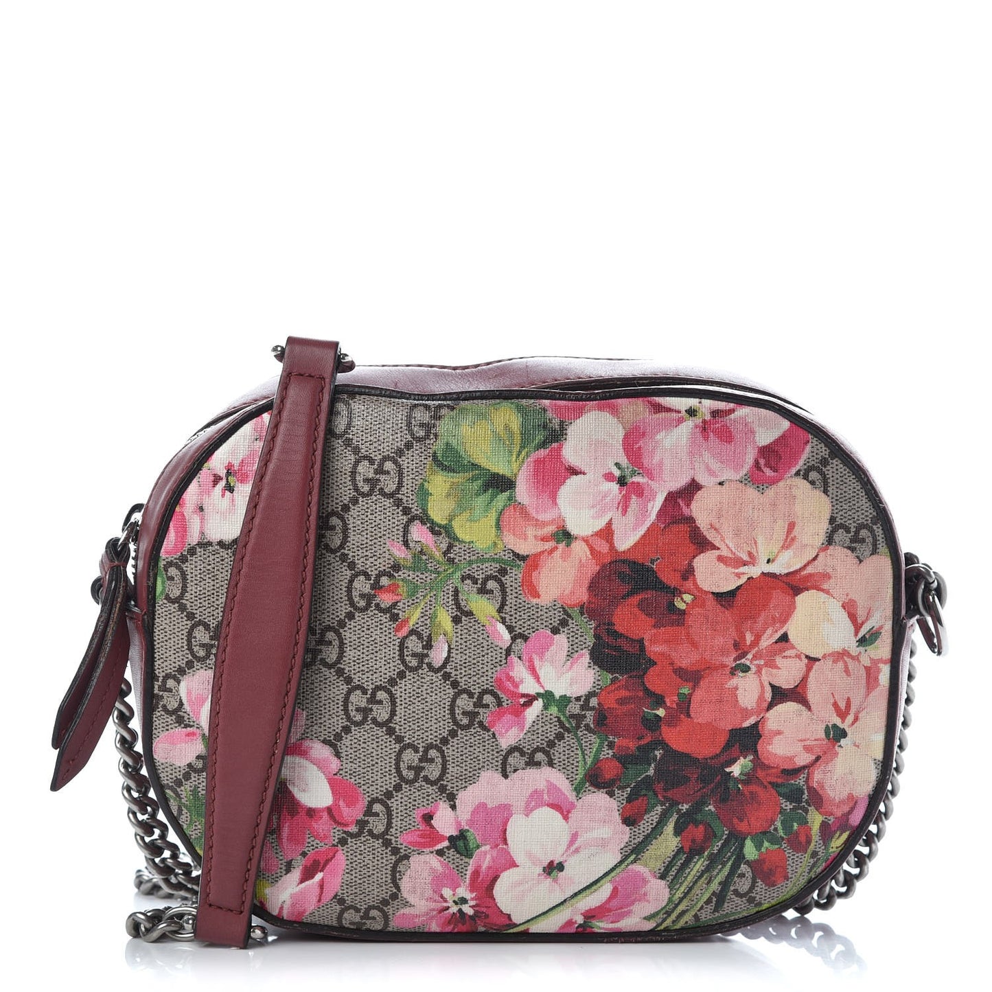 GG Supreme Monogram Blooms Mini Chain Shoulder Bag Beige Multicolor Dry Rose