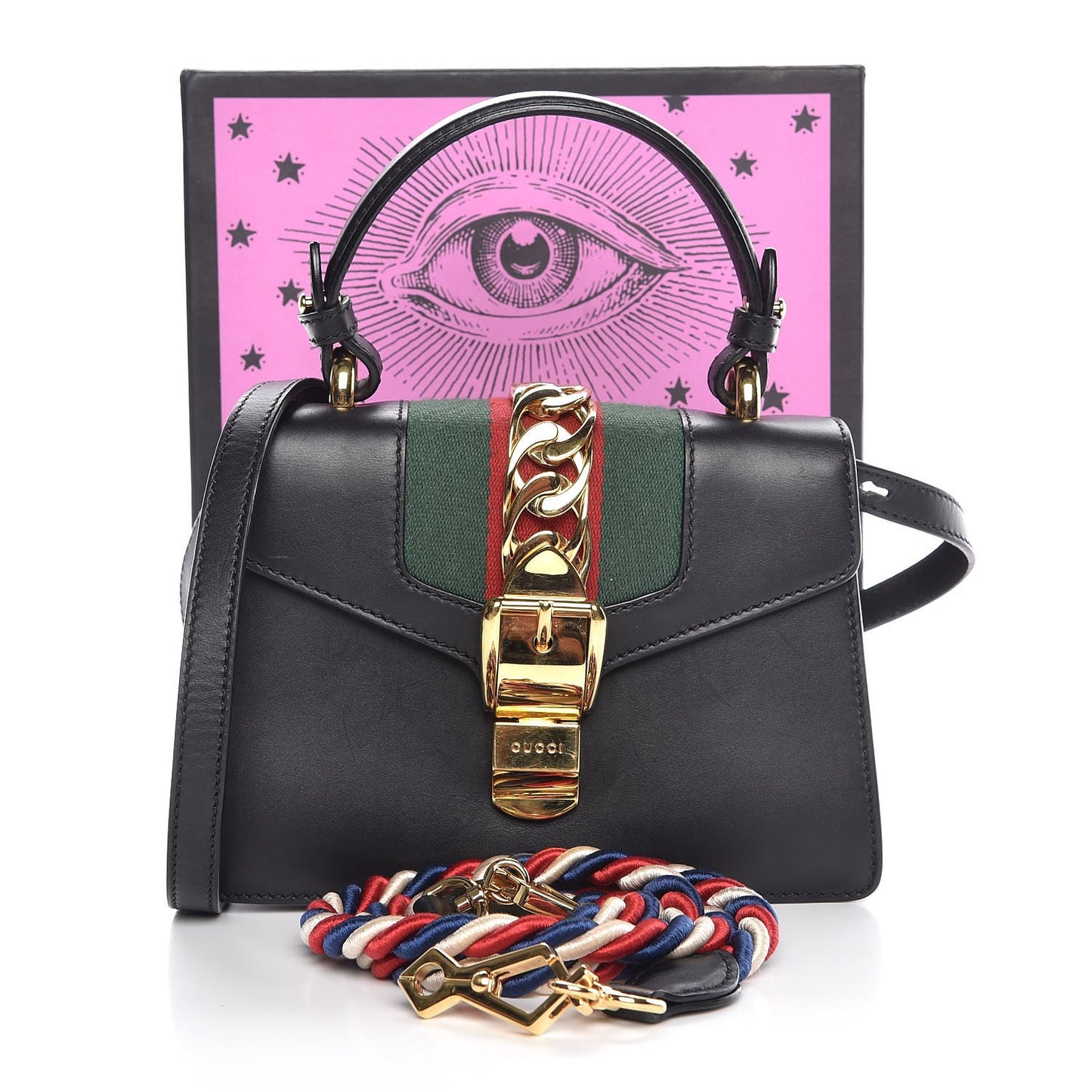 Calfskin Mini Sylvie Top Handle Bag Black