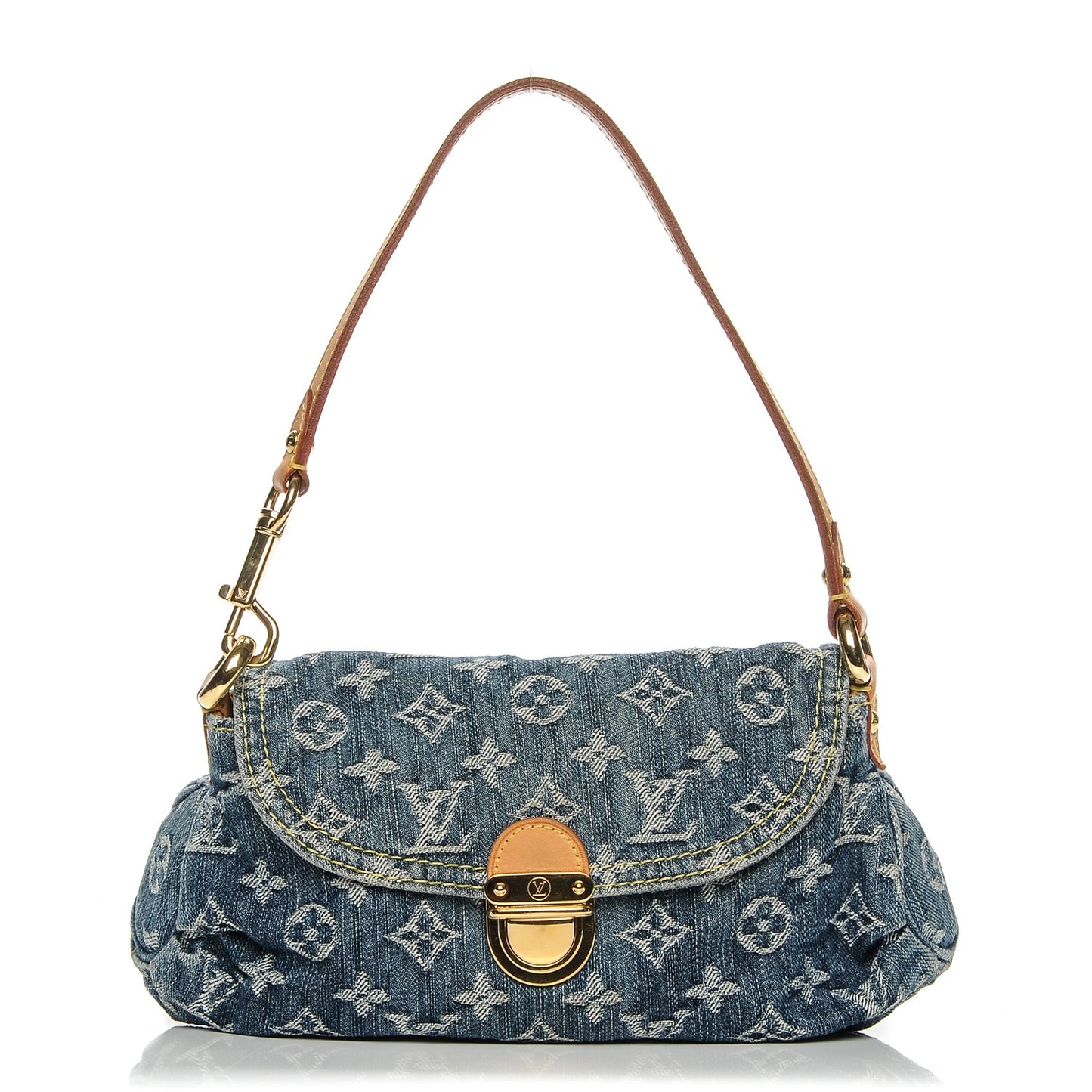 Monogram Denim Mini Pleaty Blue