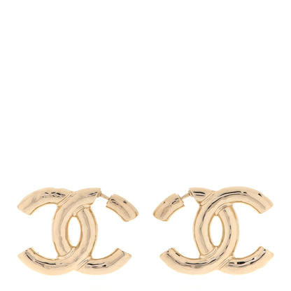 Chanel Metal Large CC Earrings Light Gold 1 of 5
