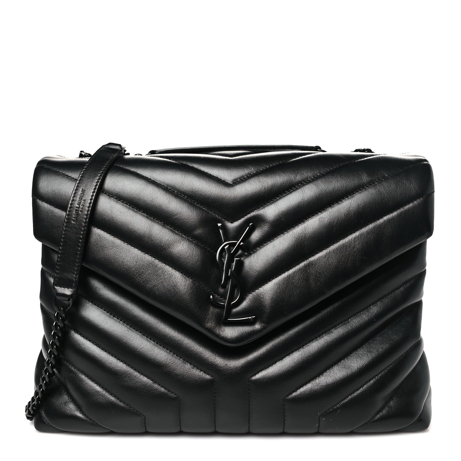 Saint Laurent Calfskin Y Quilted Monogram Monochrome Medium Loulou Chain Satchel Black 1 of 10