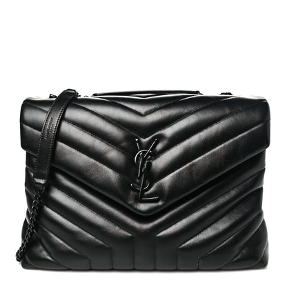 Saint Laurent Calfskin Y Quilted Monogram Monochrome Medium Loulou Chain Satchel Black 1 of 10