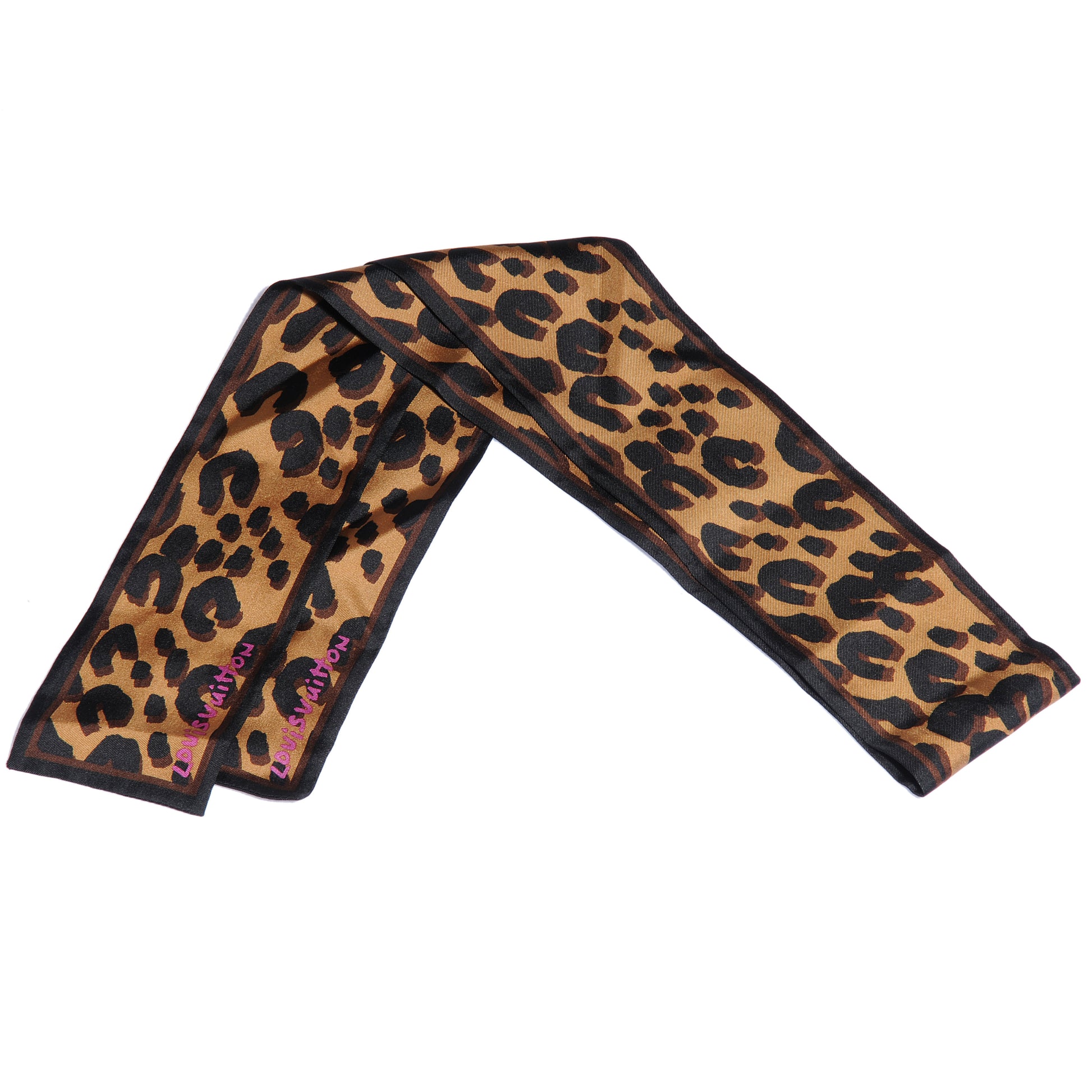Louis Vuitton Silk Leopard Bandeau Scarf Marron 1 of 3