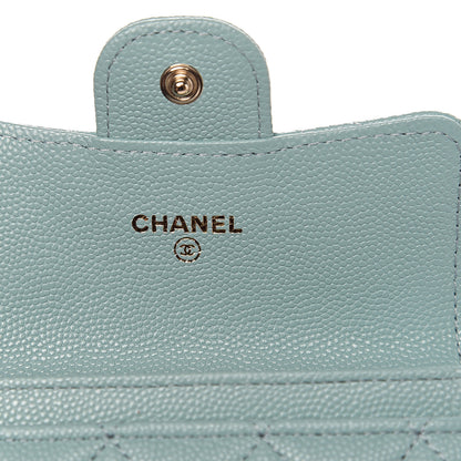 Chanel Iridescent Caviar Quilted Flap Card Holder Wallet Light Blue 5 of 8