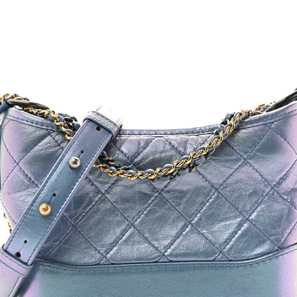 Chanel Iridescent Aged Calfskin Quilted Small Gabrielle Hobo Blue 8 of 11
