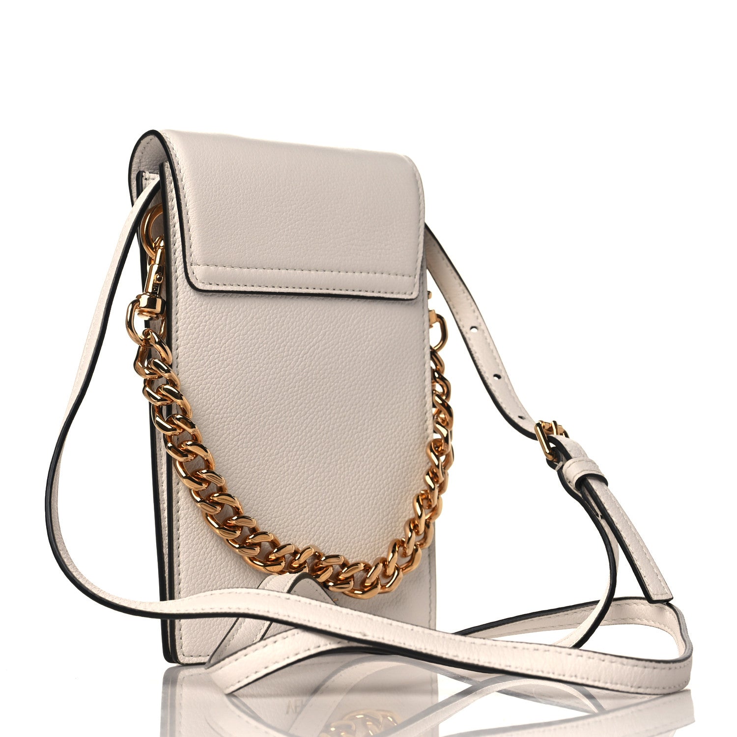 Versace Calfskin La Medusa Chain Crossbody Phone Pouch White 3 of 8