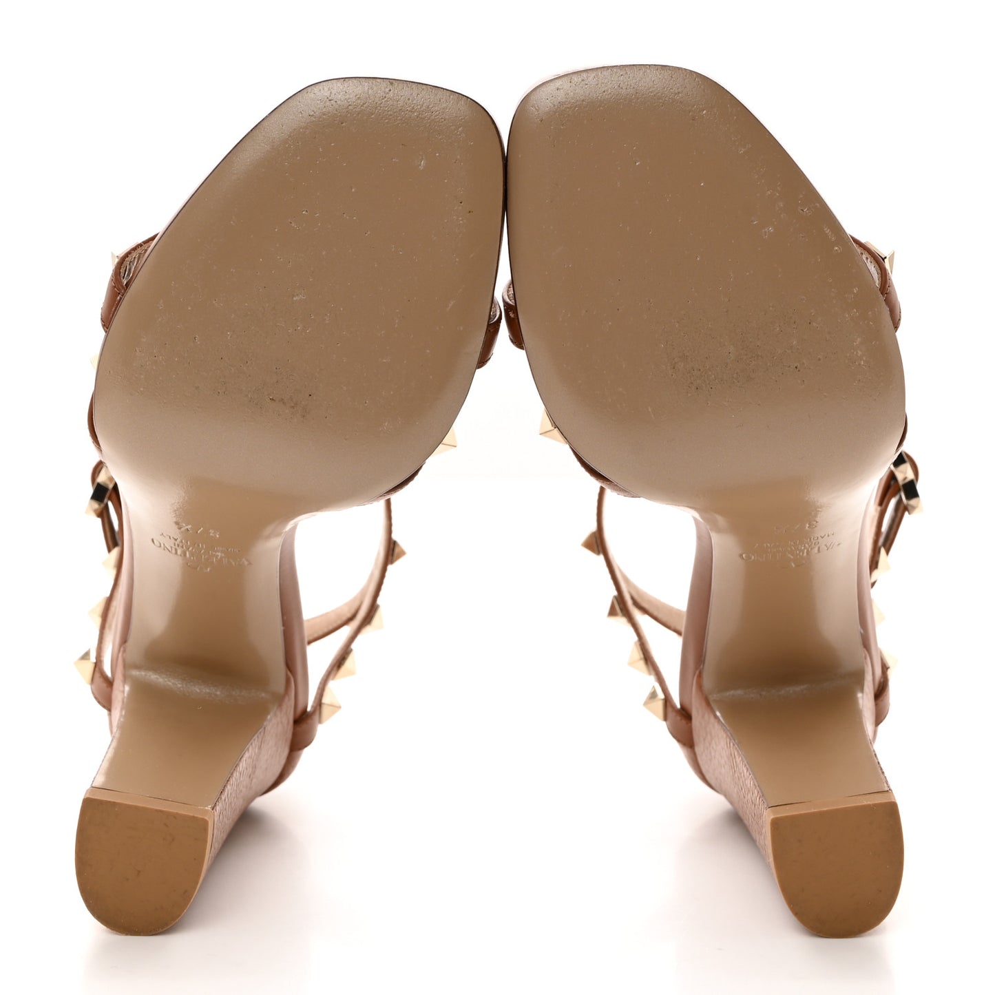 Pebbled Calfskin Rockstud Cross Strap 05/105mm Sandals 37.5 Selleria