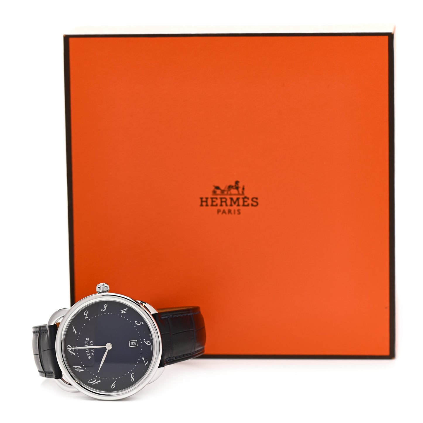 Stainless Steel Alligator 40mm Arceau Quartz Watch Bleu Abysse