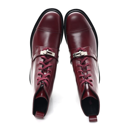 Hermes Glossed Calfskin Funk Ankle Boots 38.5 Rouge H 2 of 8
