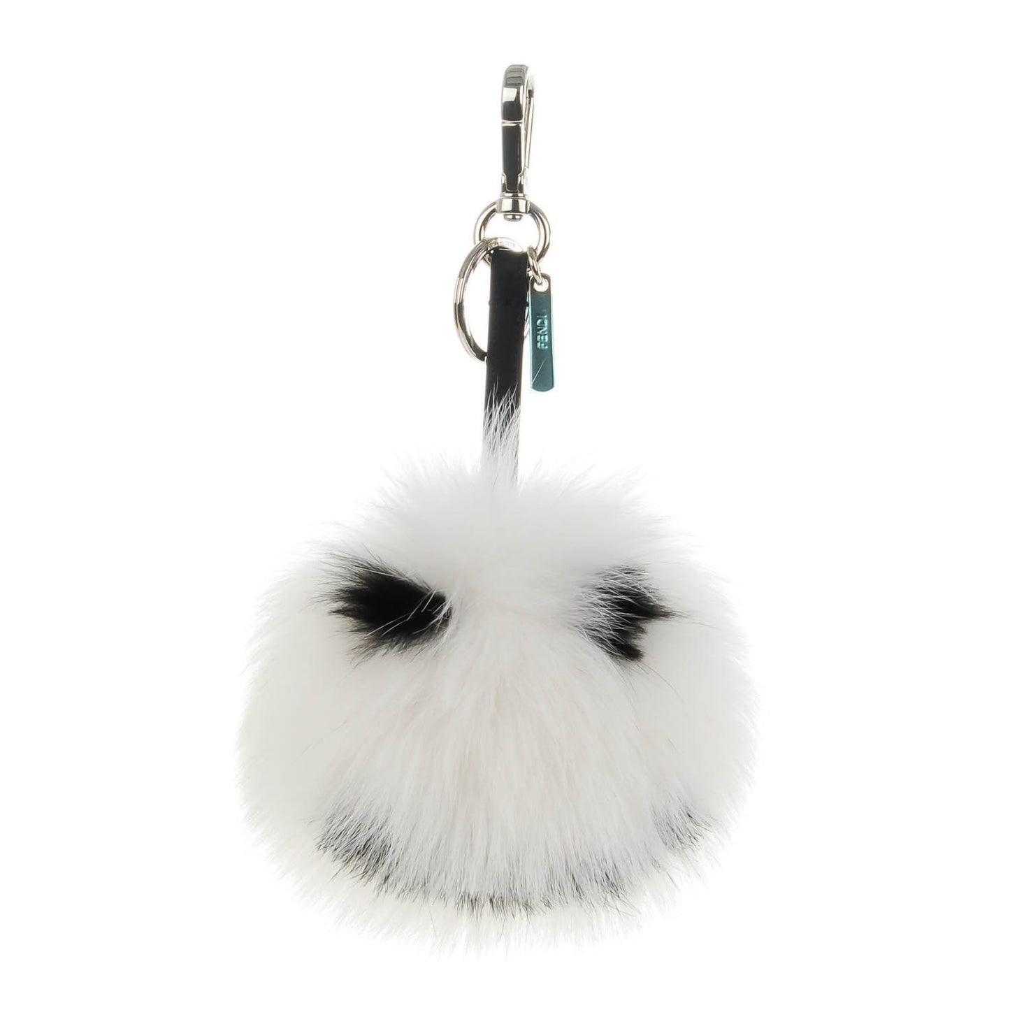 Fox Fur Vitello Flamingo Smile Pom Pom Bag Charm White Black