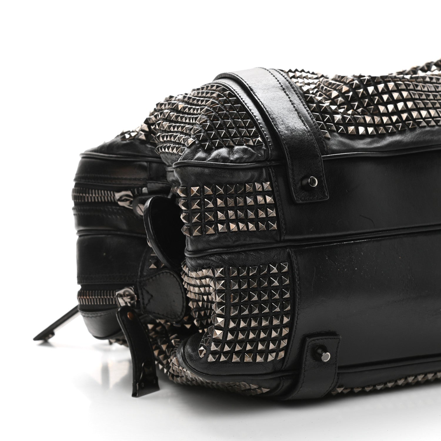 Burberry Prorsum Calfskin Studded Knight Satchel Black 10 of 15