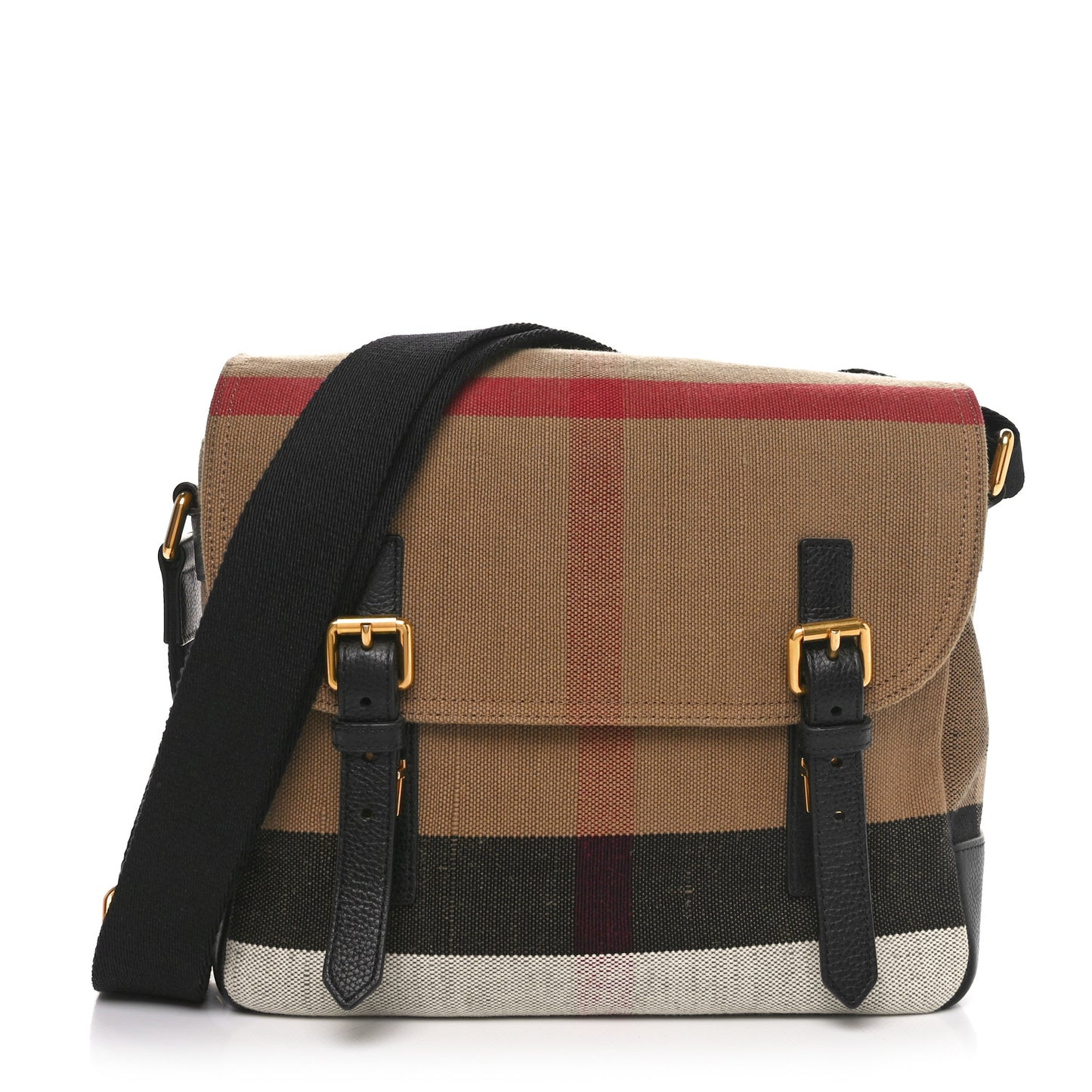 Canvas Mega Check Small Baildon Messenger Bag Black