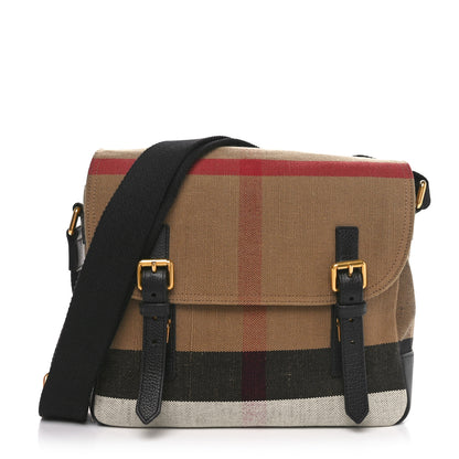 Burberry Canvas Mega Check Small Baildon Messenger Bag Black 1 of 12