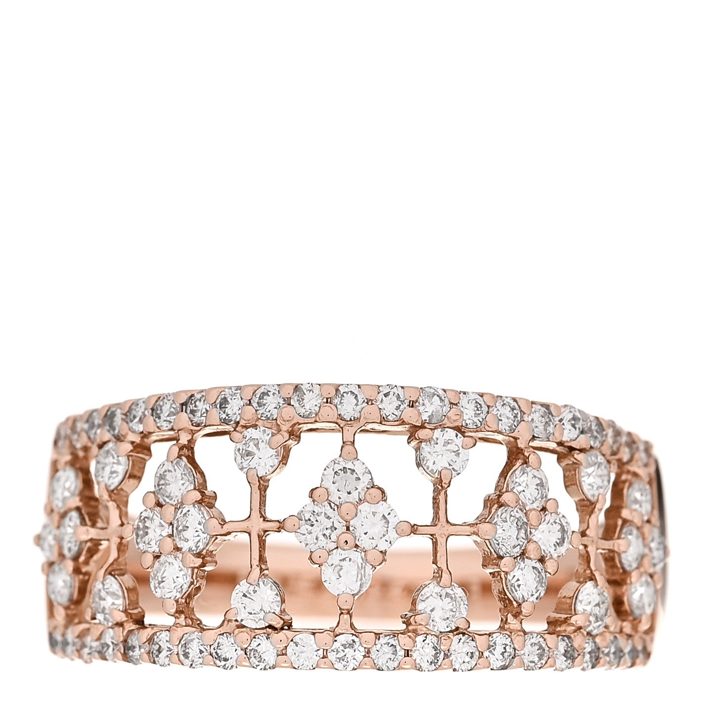 Parker & West by FASHIONPHILE 18K Rose Gold Diamond 1.00ctw Pave Openwork Band Ring 59 8.75 1 of 8