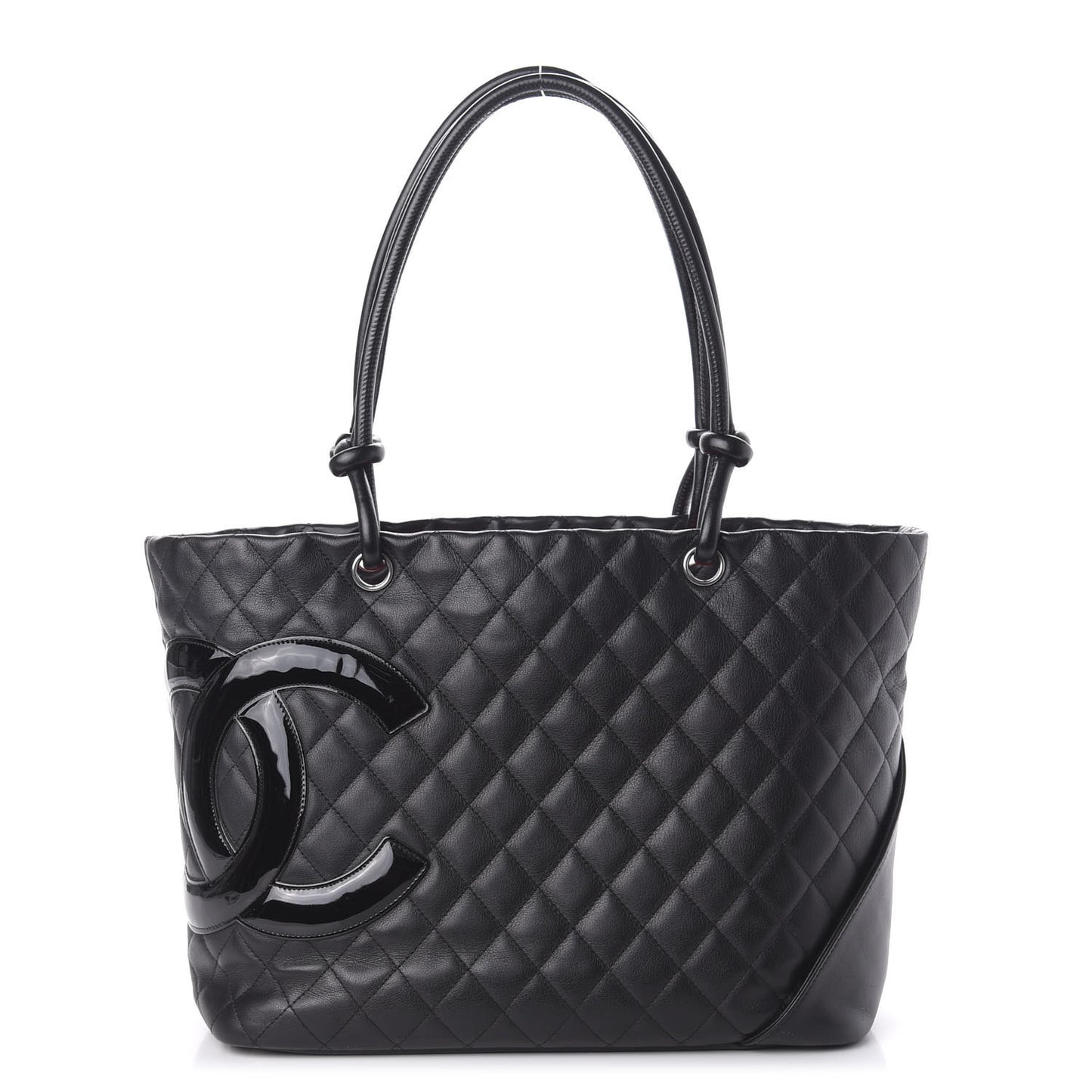 Calfskin Quilted Large Cambon Tote Black