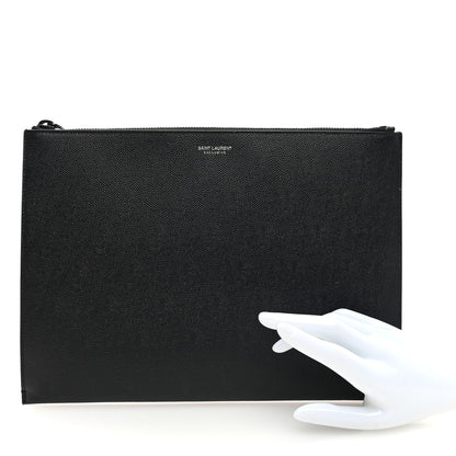 Saint Laurent Grain De Poudre Zipped Tablet Holder Black 2 of 6