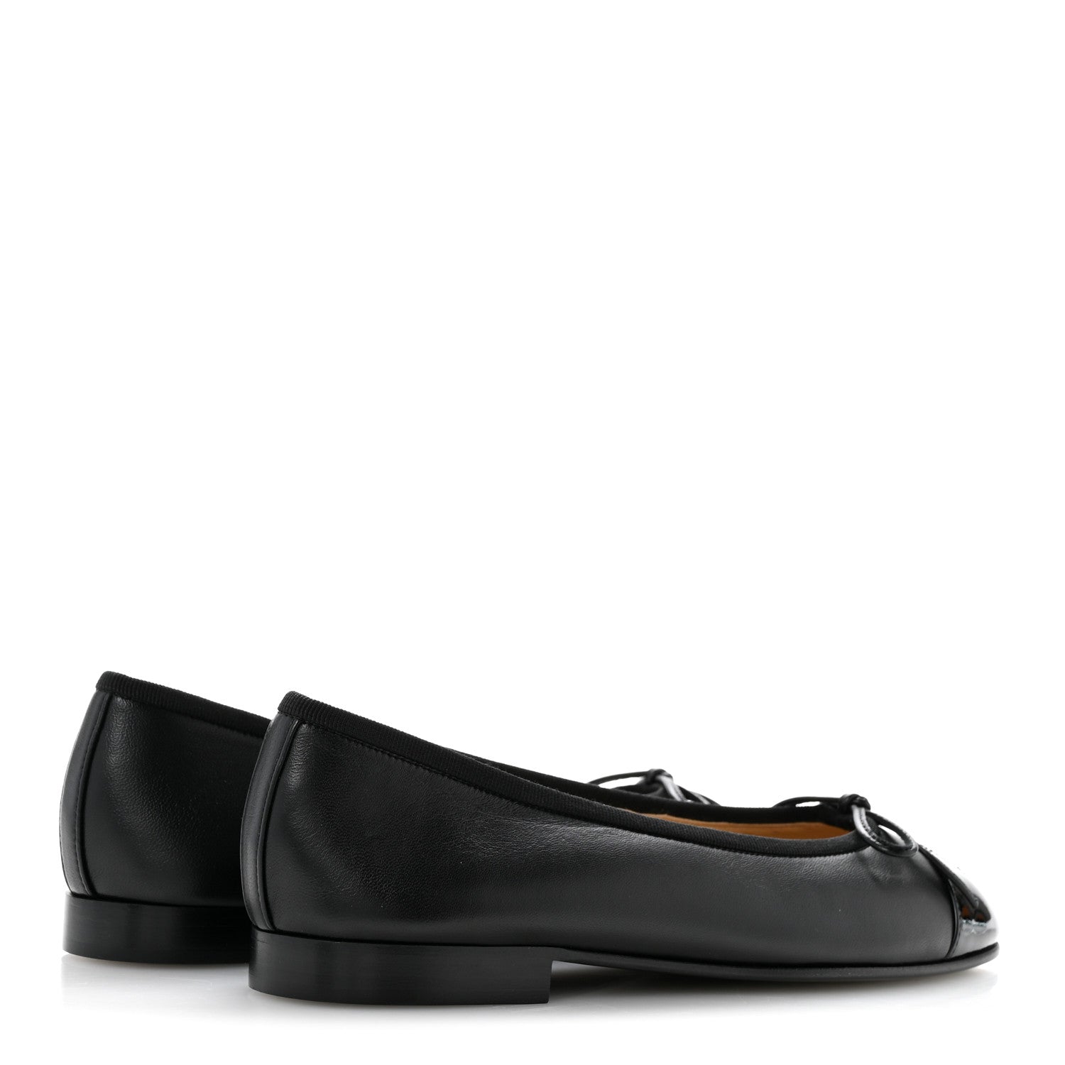 Chanel Lambskin Patent Cap Toe Ballerina Flats 36 Black 5 of 10