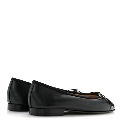 Chanel Lambskin Patent Cap Toe Ballerina Flats 36 Black 5 of 10