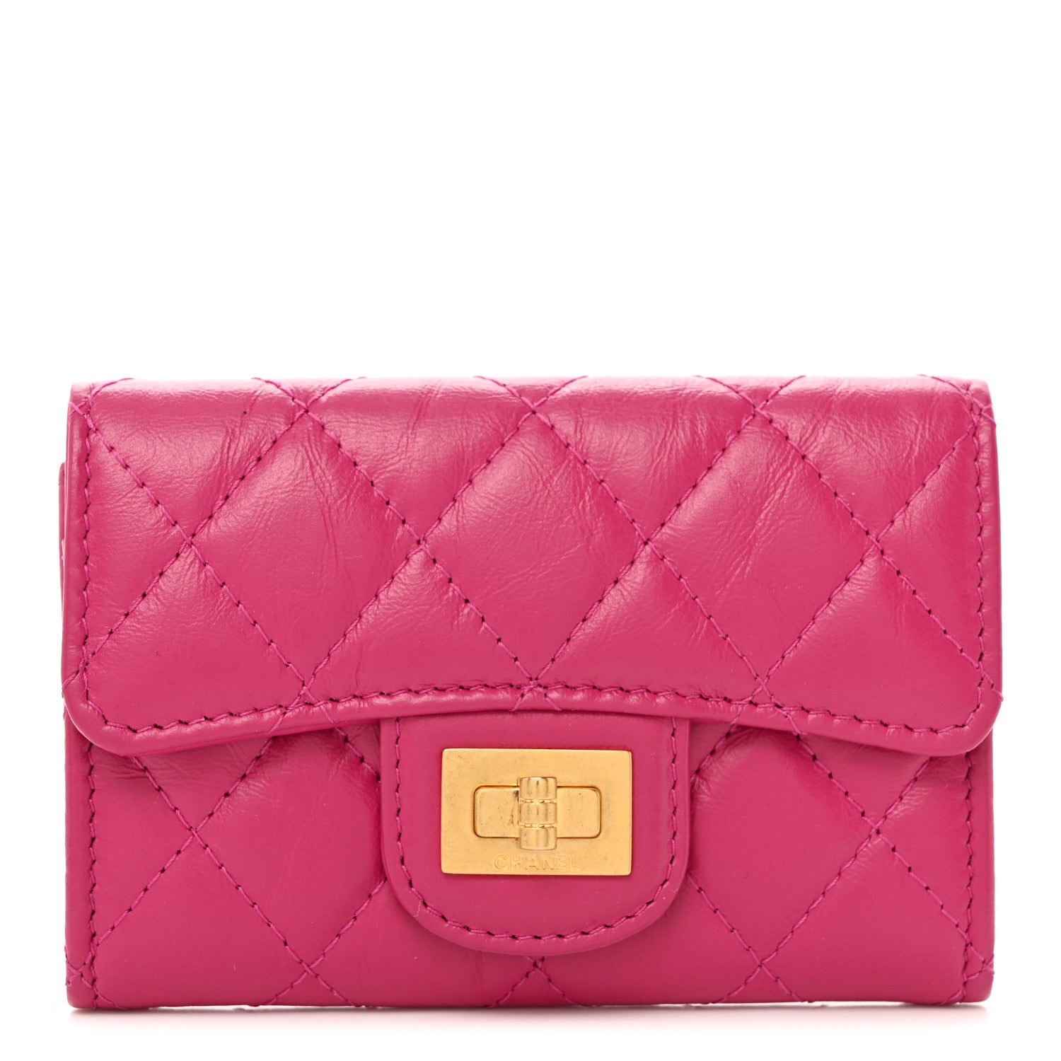 Chanel Aged Calfskin Quilted Reissue Flap Card Holder Fuchsia 1 of 8